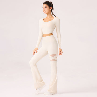 Cross Mesh Flare Leggings