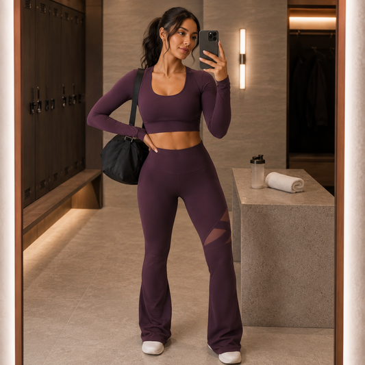 Cross Mesh Flare Leggings